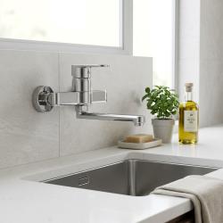 modern-chrome-kitchen-faucet-wall-mounted